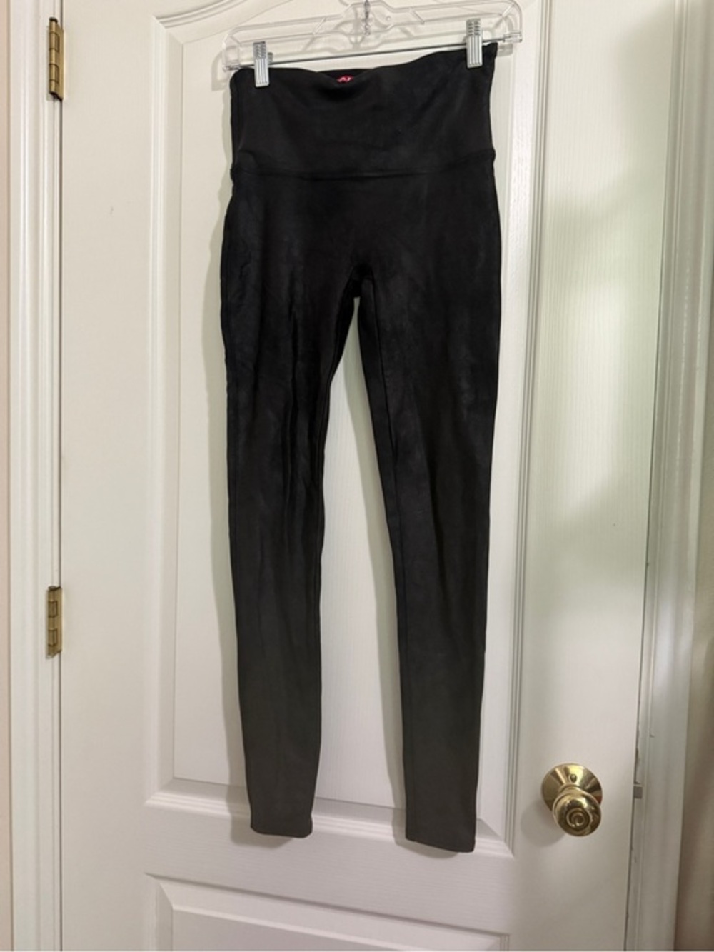 SPANX Black High-Rise Shaping Leggings with Red Logo Tag